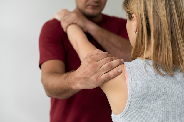 Osteopathy patient getting treatment massage