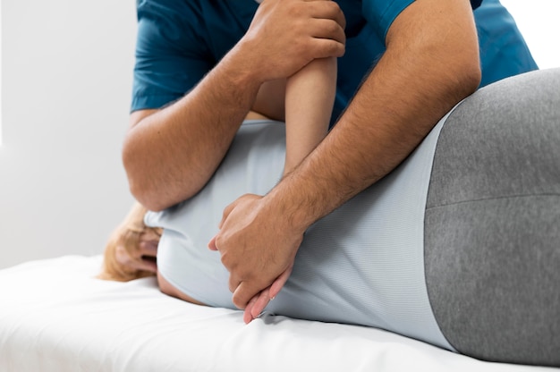 Osteopathy patient getting treatment massage