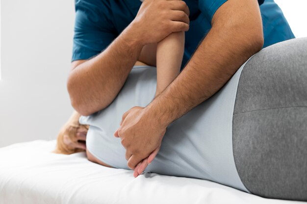 osteopathy patient getting treatment massage