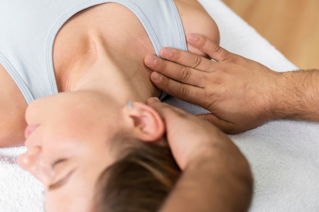 Osteopathy patoient getting tretment massage