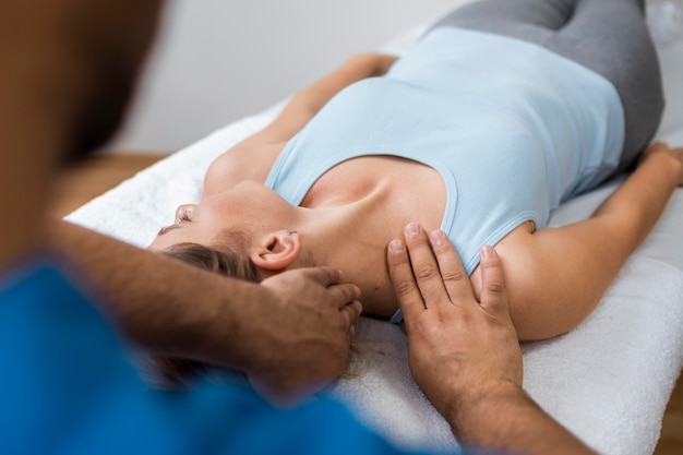 Osteopathy patoient getting tretment massage