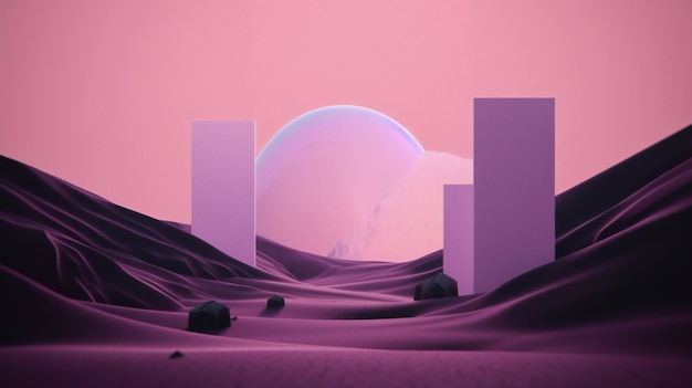 Free photo otherworldly and mystical landscape wallpaper in purple tones