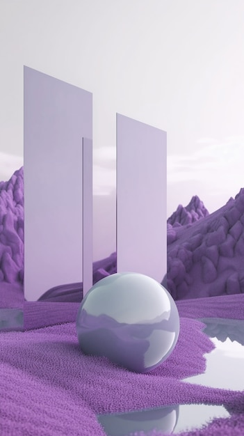 Otherworldly and mystical landscape wallpaper in purple tones