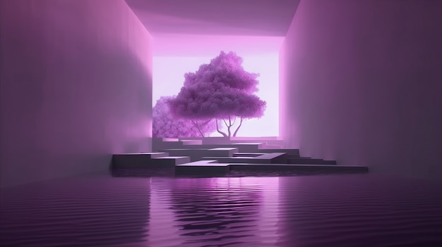 Otherworldly and mystical landscape wallpaper in purple tones