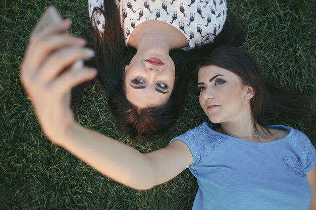 outdoor female portrait friends smile