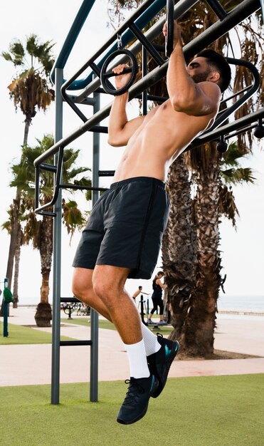 outdoor morning pullups exercise
