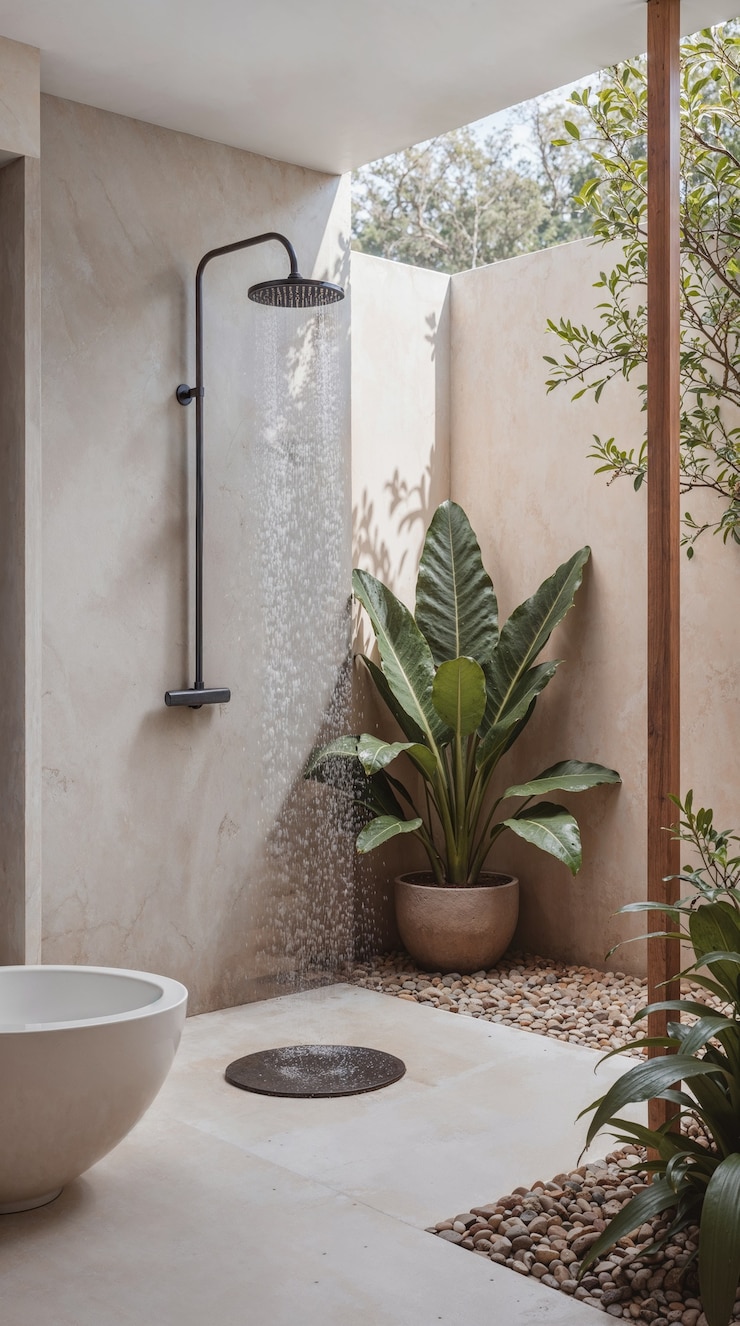 Free Photo outdoor shower oasis