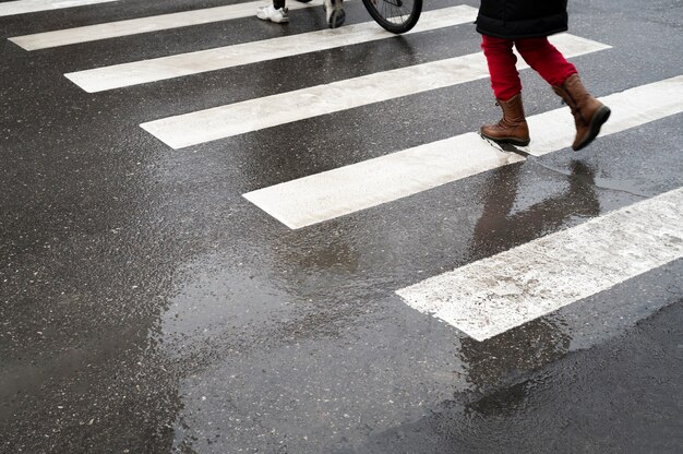 Outdoors cobblestone texture with crosswalk