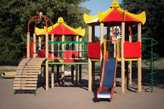 Outdoors colorful children playground background