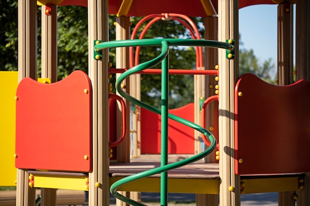 Outdoors colorful children playground background