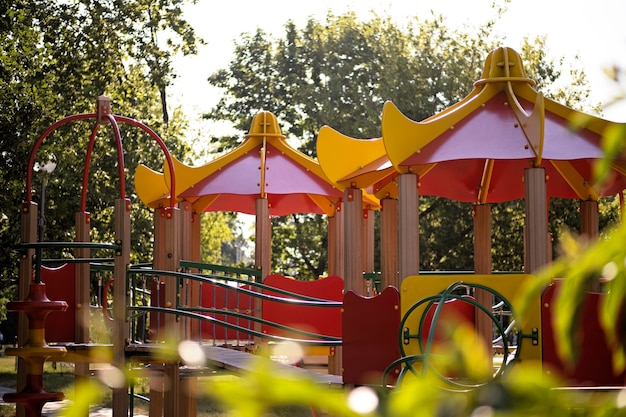 Outdoors colorful children playground background