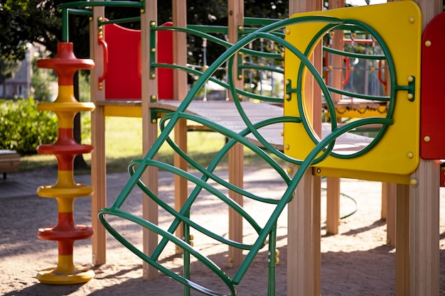 Outdoors colorful children playground background