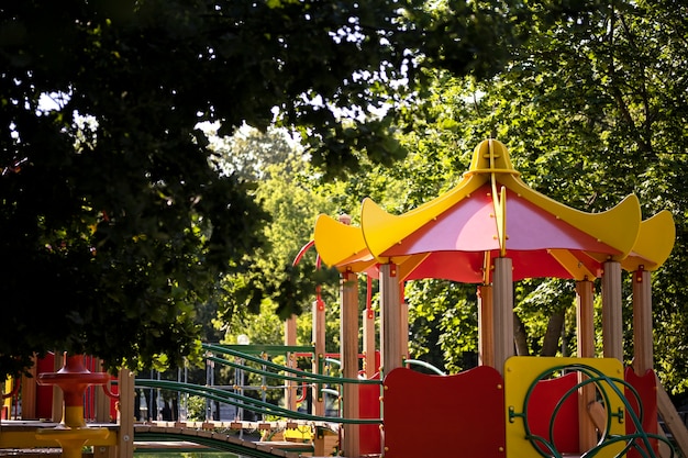 Outdoors colorful children playground background