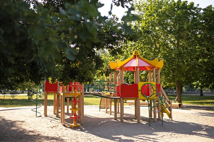 Free Photo outdoors colorful children playground background