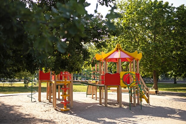 Outdoors colorful children playground background