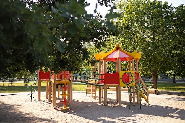 Outdoors colorful children playground background