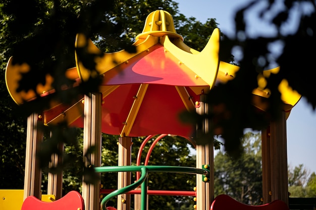 Outdoors colorful children playground background