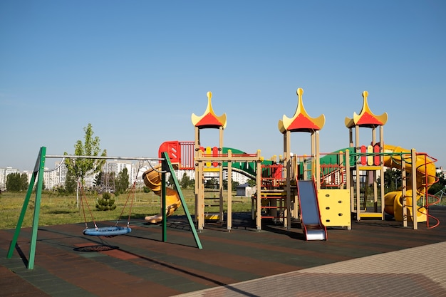 Free photo outdoors colorful children playground background