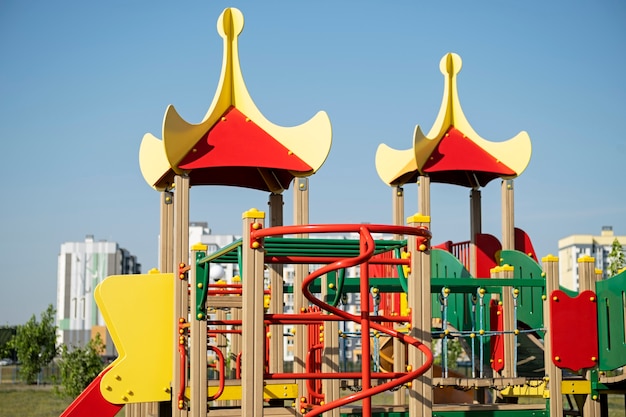 Outdoors colorful children playground background