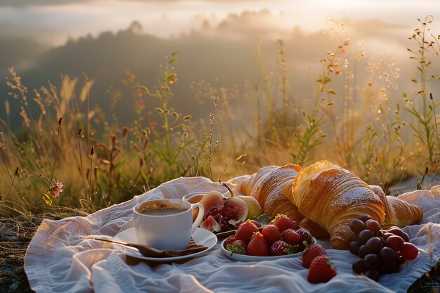 Outdoors picnic scenery in summertime