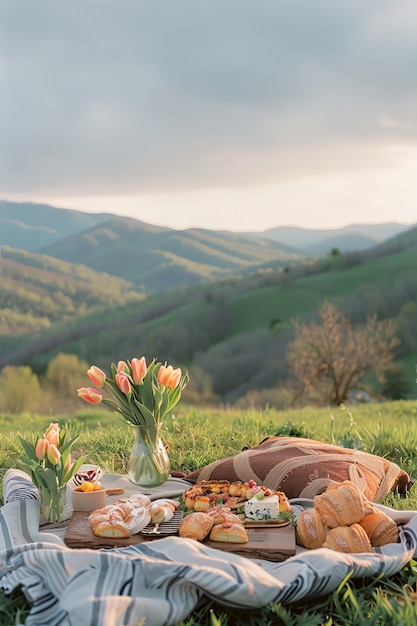 Free photo outdoors picnic scenery in summertime