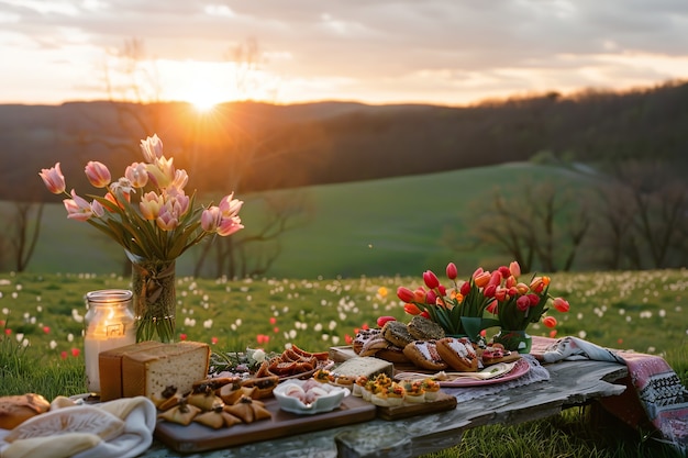 Free photo outdoors picnic scenery in summertime