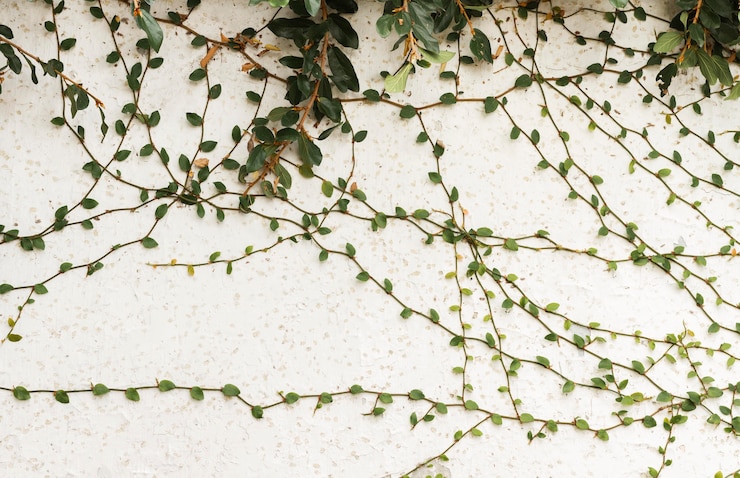 Free Photo outdoors wall with various leaves