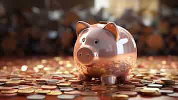 Free photo an overflowing piggy bank represents both savings and financial education