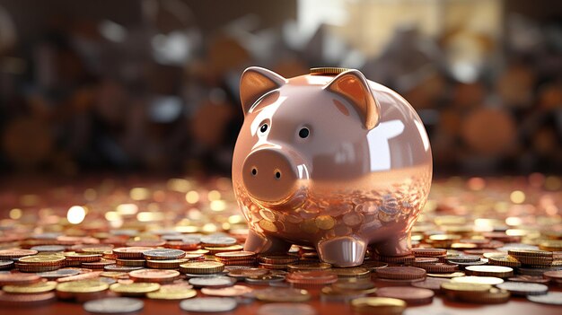 An overflowing piggy bank represents both savings and financial education