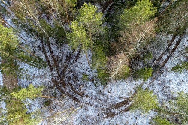 Overhead shot of an agricultural field in the countryside