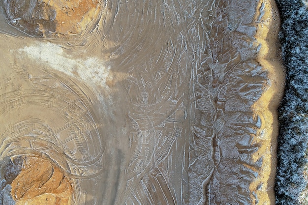 Overhead shot of an agricultural field in the countryside