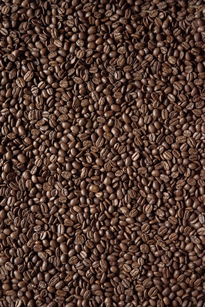 Overhead vertical shot of coffee beans great for background or a blog