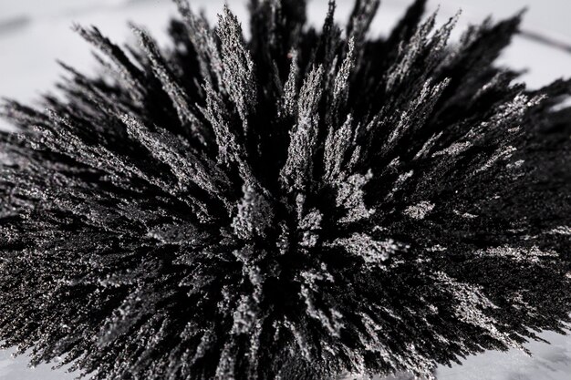 An overhead view of abstract magnetic metallic shaving