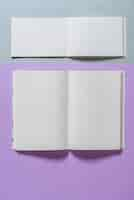 Free photo overhead view of open book and blank pages