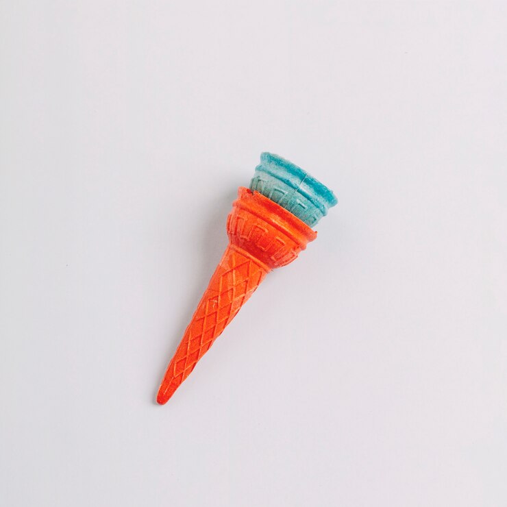 Free Photo overhead view of two empty ice cream cone isolated on white background