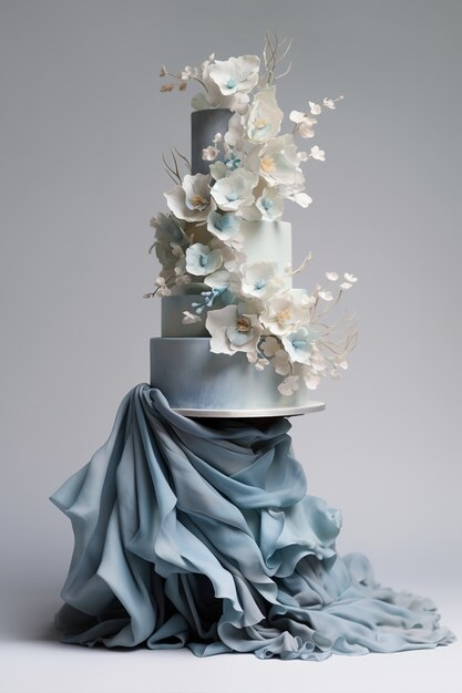 Overloaded cake with cloth and flowers