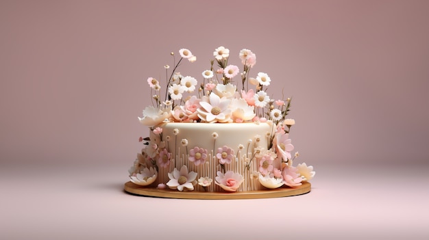 Free photo overloaded cake with flowers