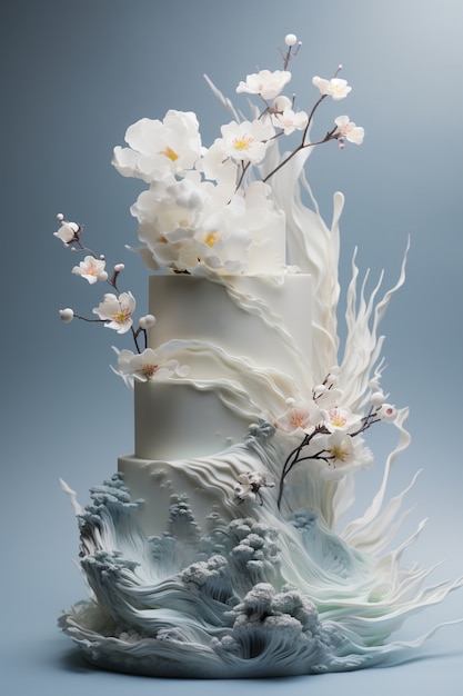 Free photo overloaded cake with flowers