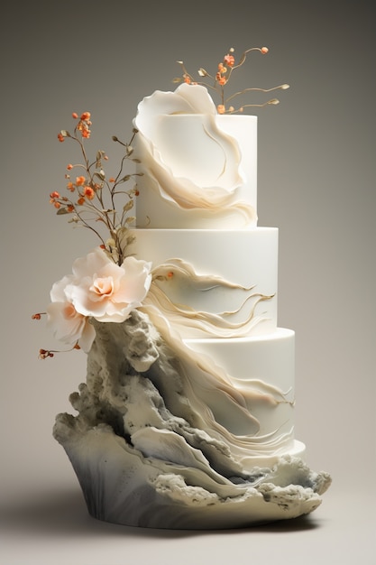 Free photo overloaded cake with flowers