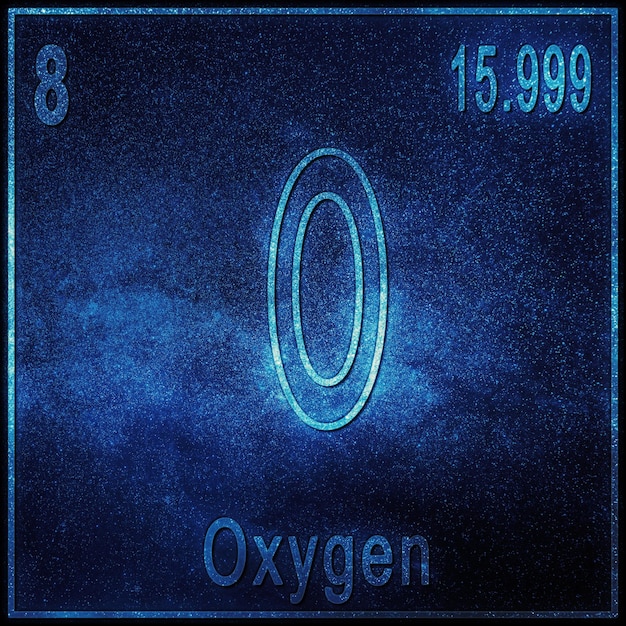 Oxygen chemical element, Sign with atomic number and atomic weight, Periodic Table Element