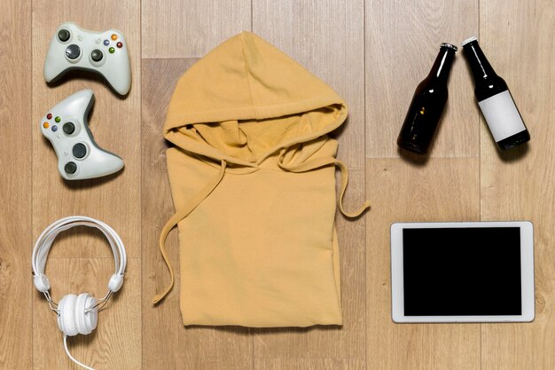 Packed hoodie with tablet