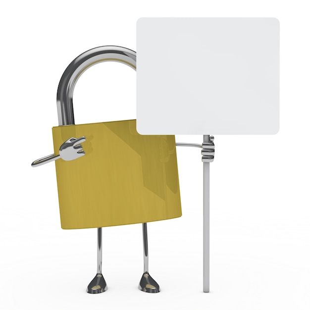 Padlock pointing at a blank board