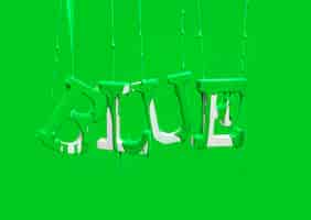 Free photo paint dripping on floating word blue