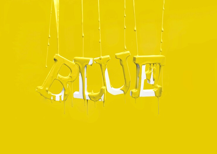 Free Photo paint dripping on floating word blue