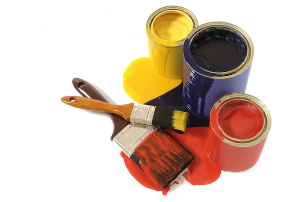 Paint tins and brushes