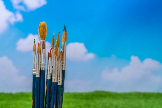 Paintbrush with blue sky