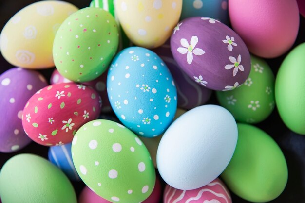 Painted colorful Easter eggs background - Easter holiday celebration background concept