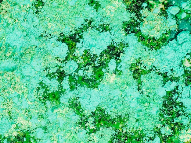 Painted colourful green water with powder