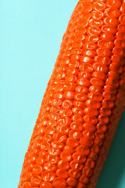 Painted corn on blue table