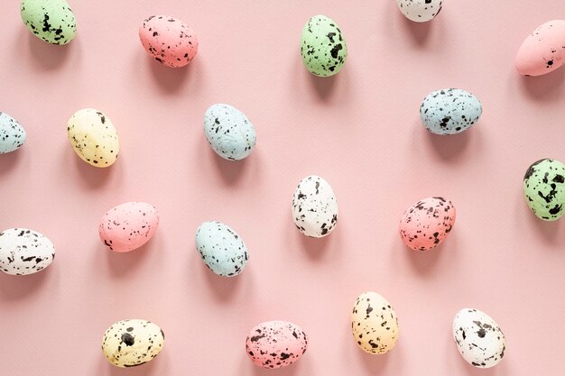 Painted eggs for easter on table